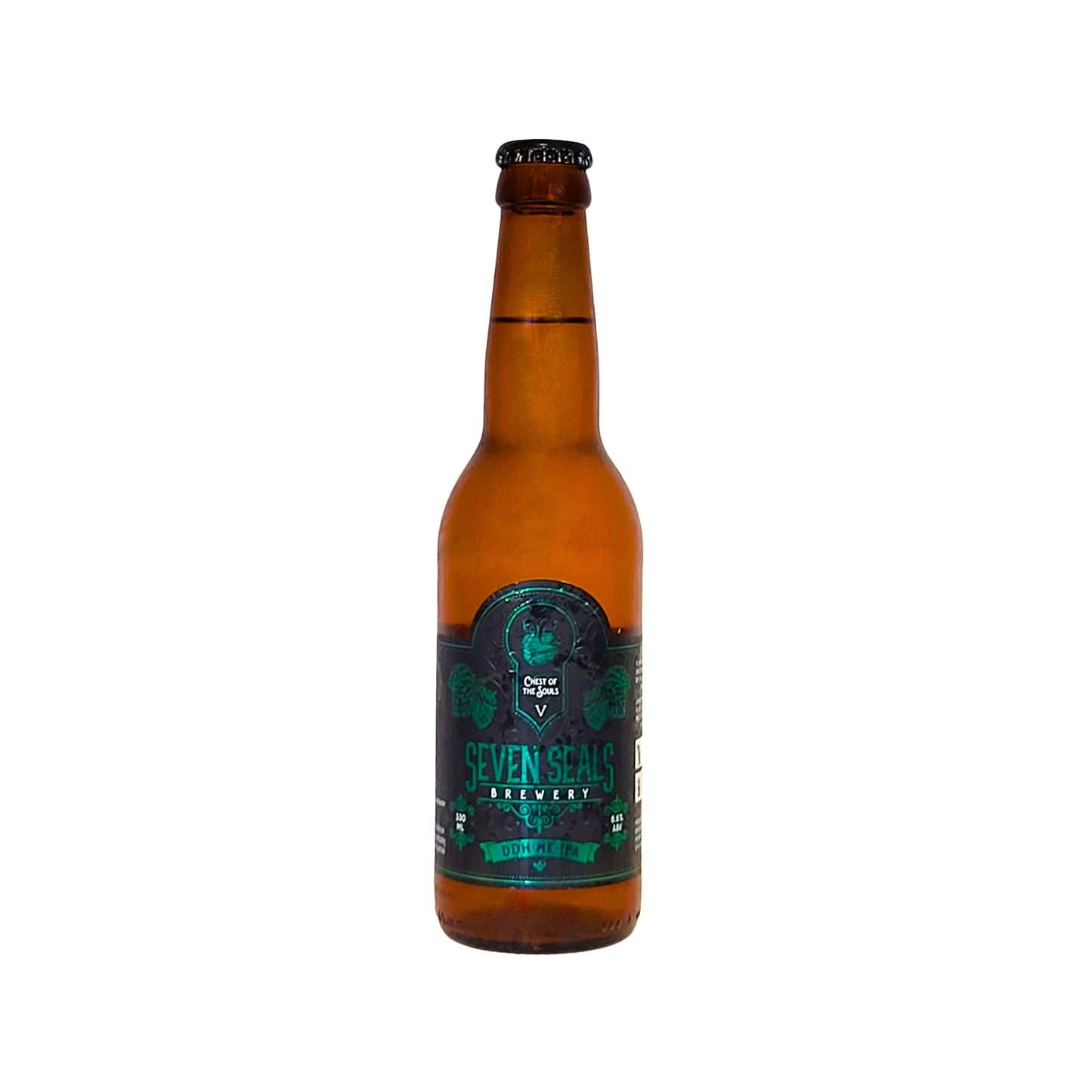 SEVEN SEALS CHEST OF SOULS is a handcrafted, cloudy, DOUBLE DRY HOPPED NE IPA. 330ml bottle.
