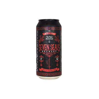 SEVEN SEALS The Fiery Horseman 'FURY' is a handcrafted traditional WEISS. Hazy, full of surprises with a fruity character, aromas of banana and clove, with a slightly spicy aftertaste. 440ml can.