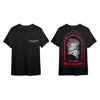 Seven Seals Black T-Shirt with White Knights and Red Trim, Front and Back