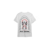 Seven Seals White T-Shirt with Black Skeletons and Red Trim, Back